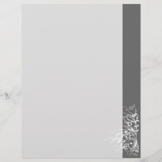 Elegant Retro White Flower Swirls Dark Grey Flyer (Achterkant)