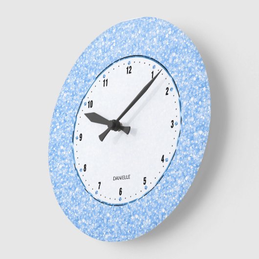 Elegant Retro White Glitter en Sparkles Grote Klok (Hoek)