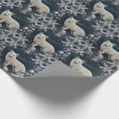 Elegant retro white winter fox sparkling snowflake cadeaupapier (Hoek)