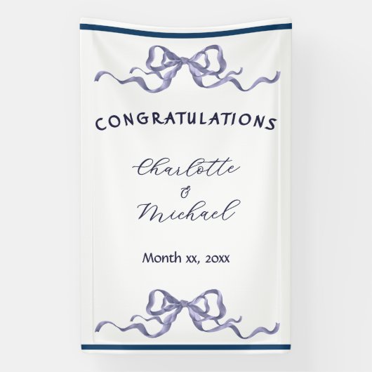 Elegant Ribbon Romantic Wedding Congratulations  Spandoek (Verticaal)