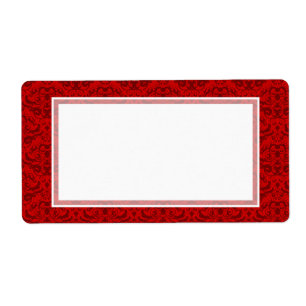 Elegant Rich Red Damask — Aangepaste kleurenacht Etiket