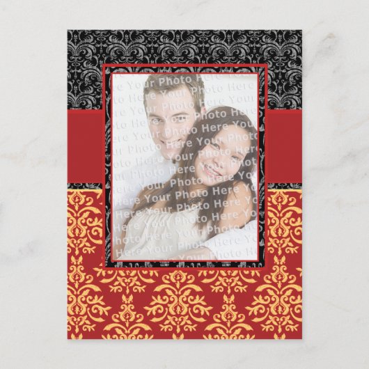 Elegant Rich Red Damask  Briefkaart (Voorkant)