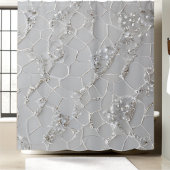 Elégant rideau de douche à motif blanc brillant