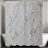 Elégant rideau de douche à motif blanc brillant