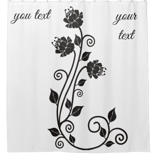 "Elégant rideau de douche floral avec texte person (Devant)