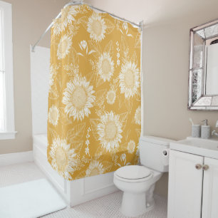 Elégant rideau de douche orange de tournesol fleu