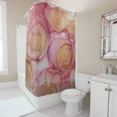 Elégant rideau de douche rose carmin (En situation)