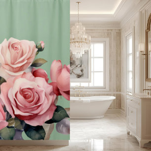 Élégant rideau de douche rose rose brillant
