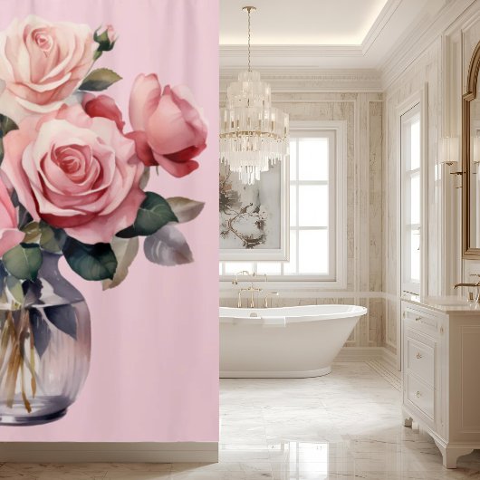 Élégant rideau de douche rose rose brillant
