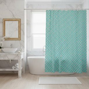 Elégant rideau de douche Turquoise avec perles