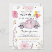 Elegant rijtuig door Baby shower Parade Pink Flora Kaart (Voorkant)