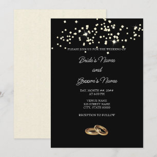 Elegant Rings Rhinestones Wedding Invitation Kaart