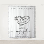 Elegant Rings We Are Engaged Wedding Backdrop Wandkleed (Voorkant)