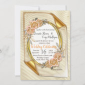 Elégant Ripple Cream & Gold Invitation (Devant)