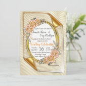 Elégant Ripple Cream & Gold Invitation (Debout devant)