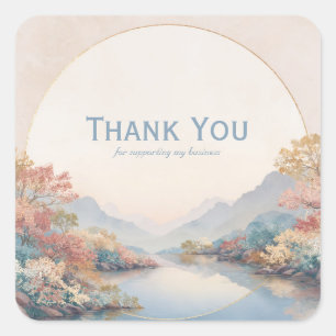 Elegant Rivierlandschap Herfstbloei Gouden Cirkel Vierkante Sticker