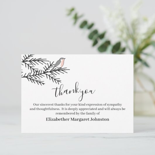 Elegant Robin Bird Funeral Bedankt Bereavement (Staand voorkant)