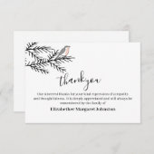 Elegant Robin Bird Funeral Bedankt Bereavement (Voorkant / Achterkant)