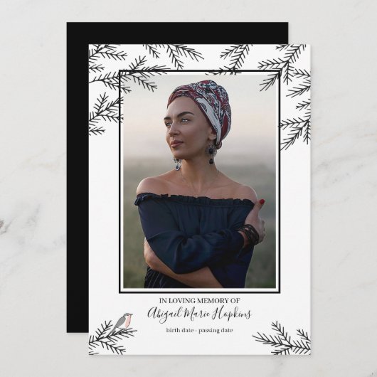 Élégant Robin Bird Funeral Merci Bereavement (Devant / Derrière)