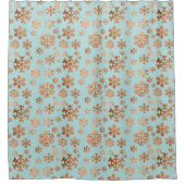 Elegant Robin Egg Blue Festive Copper Snowflakes Douchegordijn (Voorkant)