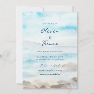 Elegant Rocky Coast Mist Ocean Zee Lake Wedding Kaart