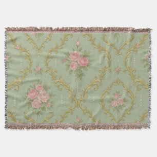 Elegant Rococo-bloempatroon in zachte pasteltinten Deken