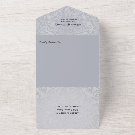 Elégant Rococo Era Silver Wedding Invitation (Dehors)