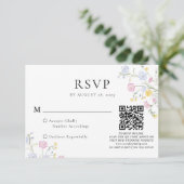Elegant Rococo Floral Crest Wedding QR Code RSVP Kaartje (Staand voorkant)