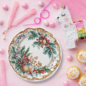 Elegant Rococo Foliage Holiday Dining Papieren Bordje (Feest)