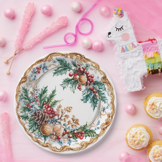 Elegant Rococo Foliage Holiday Dining Papieren Bordje (Feest)