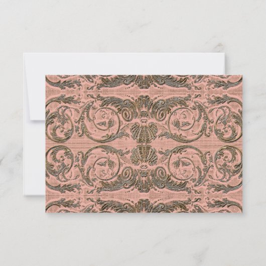 Elegant  Rococo Shell w Blush n Gold RSVP (Achterkant)