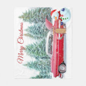 Elegant, Rode auto, Snowman, Kerstmis Fleece Deken (Voorkant)