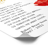 Elegant Rode Bloem Herdenking Funeral Gedicht Bord Poster (Hoek)
