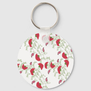 Elegant Rode Bloem Motief Worp Sleutelhanger