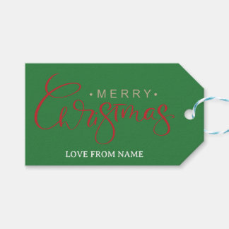 Elegant Rode Calligrafie Prettig Kerstfeest Cadeaulabel