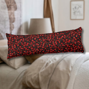 Elegant Rode Confetti op Zwarte Glitter Stijl Lichaamskussen