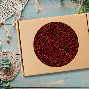 Elegant rode confetti op zwarte glitters stijl ronde sticker