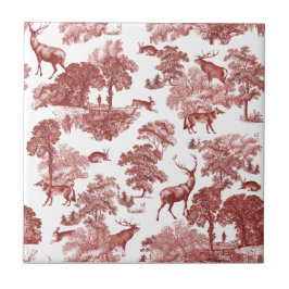 Elegant  Rode Deer Toile Seamless Tegeltje