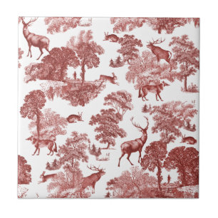 Elegant  Rode Deer Toile Seamless Tegeltje