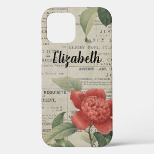 Elegant Rode Floral iPhone 12 Hoesje