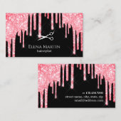 Elegant rode glitter druppelt schaar visitekaartje (Voorkant / Achterkant)