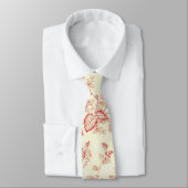 Elegant, rode harten | Floral Monogram Stropdas (Gebonden)