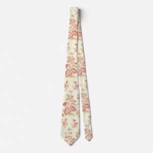 Elegant, rode harten Floral Monogram Stropdas