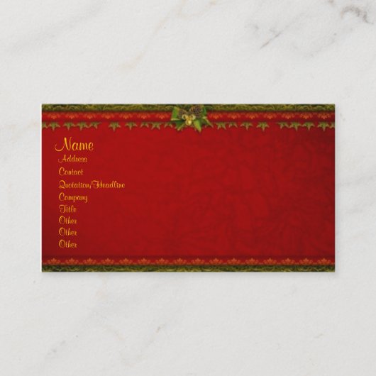 Elegant rode kaart visitekaartje (Voorkant)