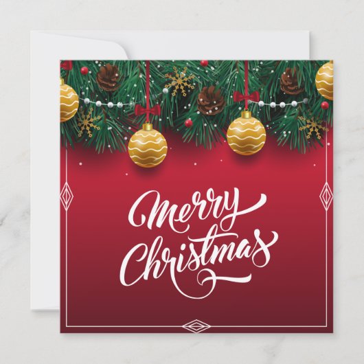 Elegant Rode Kerstvakantie Feest | Uitnodiging (Voorkant)