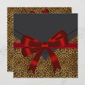 Elegant Rode Luipaard Feest Kaart (Voorkant / Achterkant)