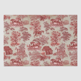 Elegant Rode Paard Woodland Toile Kraft Tissuepapier