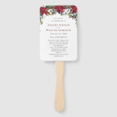 Elegant Rode Poinsettia Huwelijksceremonie Program Handwaaier (Voorkant)