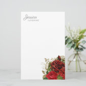 Elegant rode rozen Floral Briefpapier (Staand voorkant)