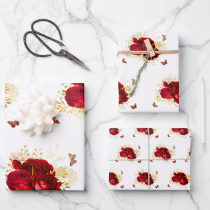 Elegant rode rozen inpakpapier vel
